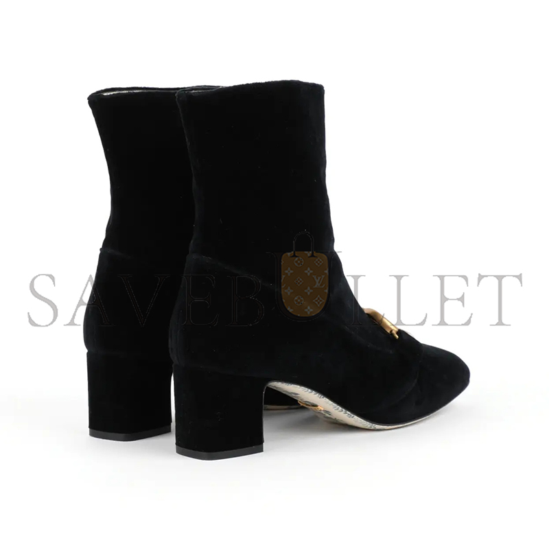 GUCCI DOUBLE G LOGO VELVET BOOTS 